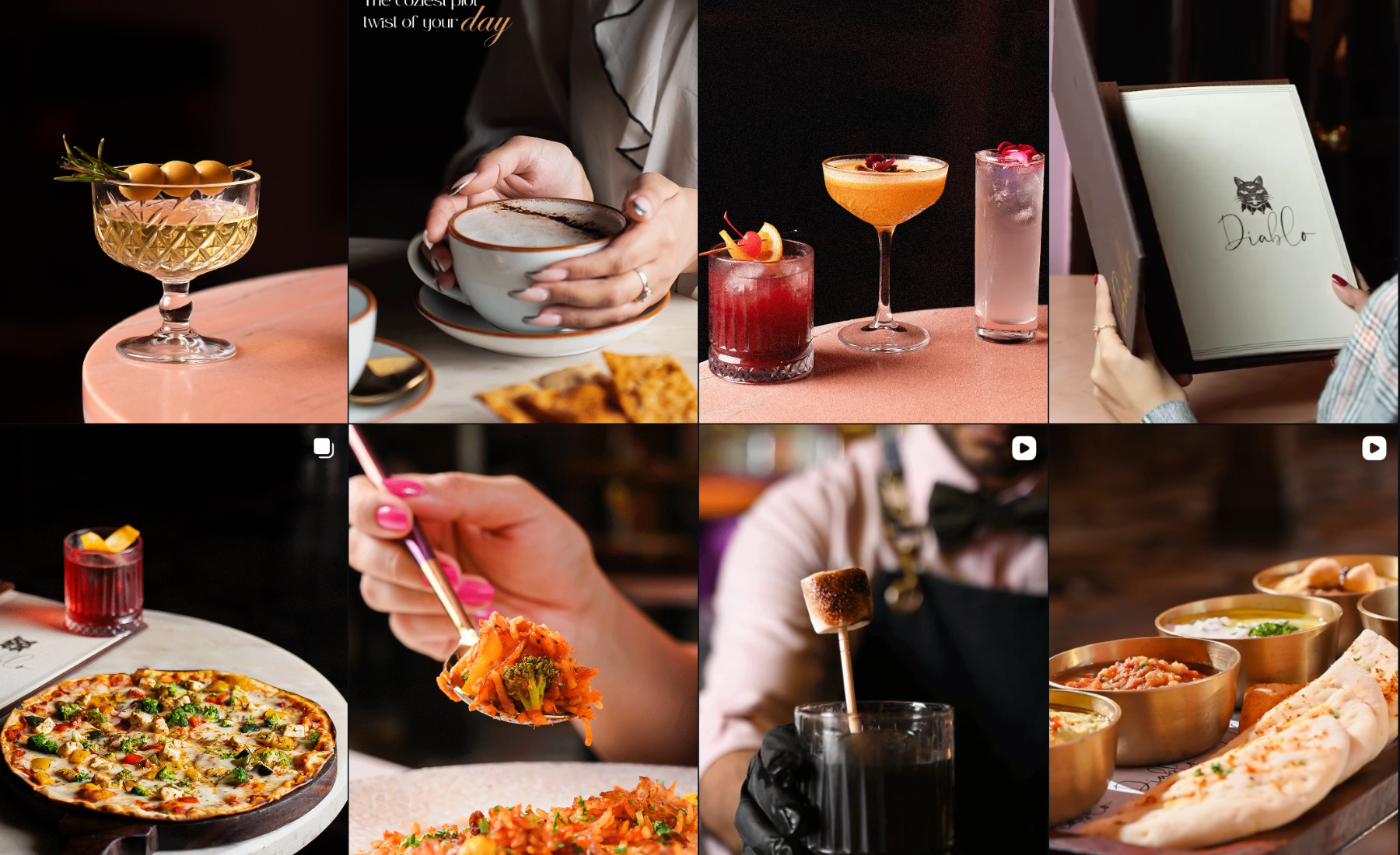 Dark Theme Social Media Grid